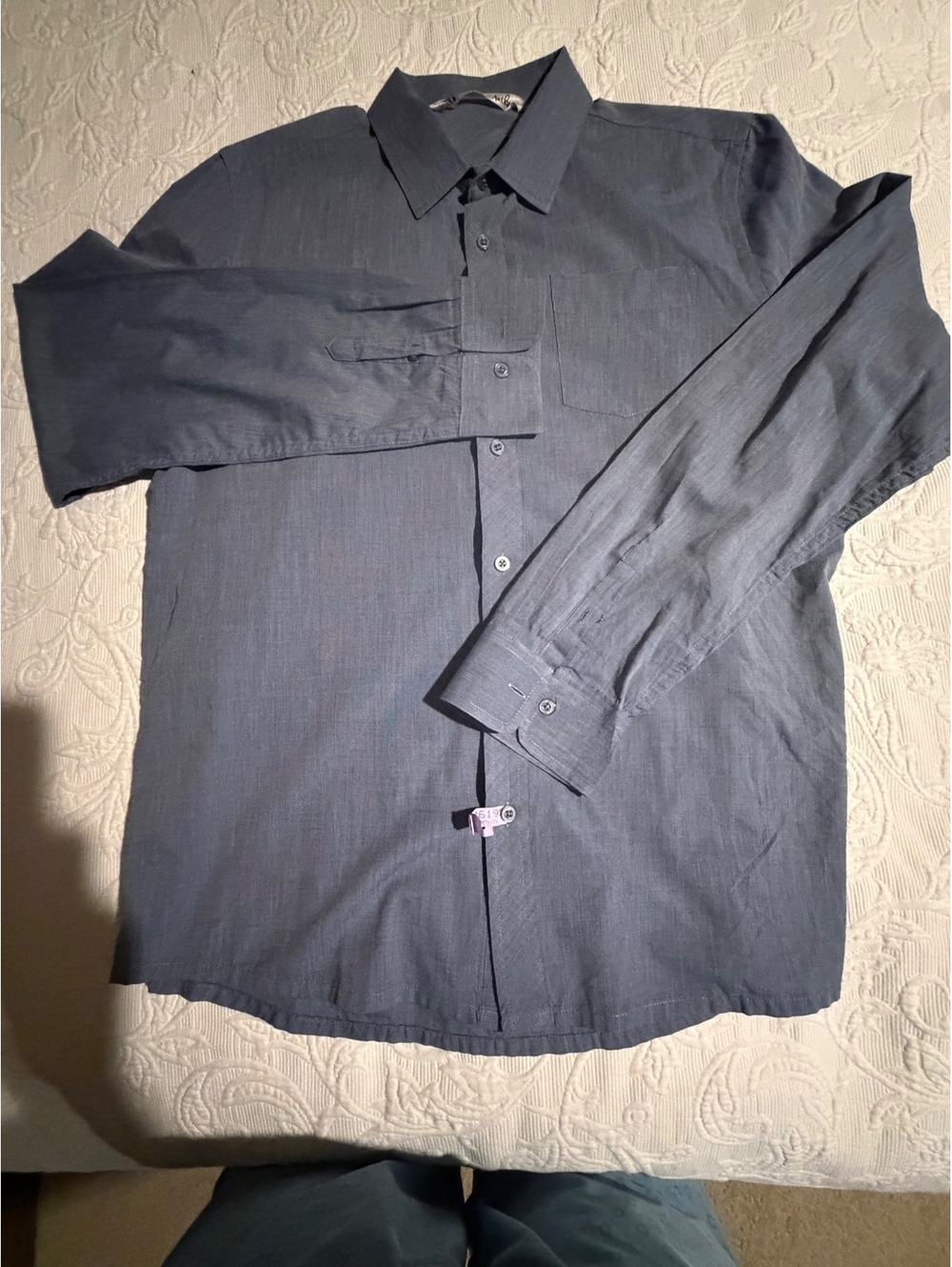 Travis Mathew Men's Button-Down Long Sleeve Shirt Large Blue